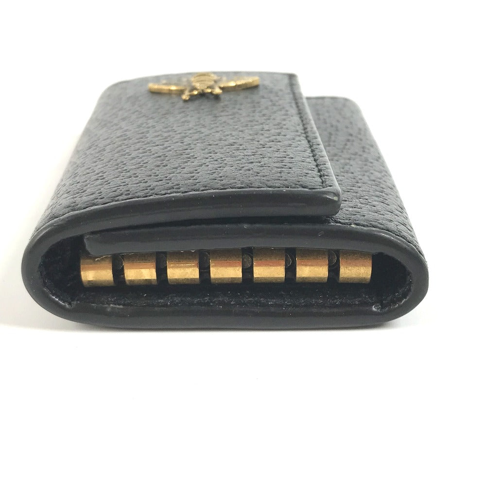 GUCCI Key case Key holder 523633 leather black logo BEE mens