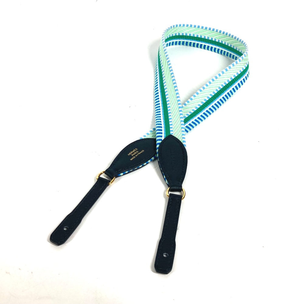 HERMES Shoulder strap Leather / canvas green bandouliere Cavale To Go Women d