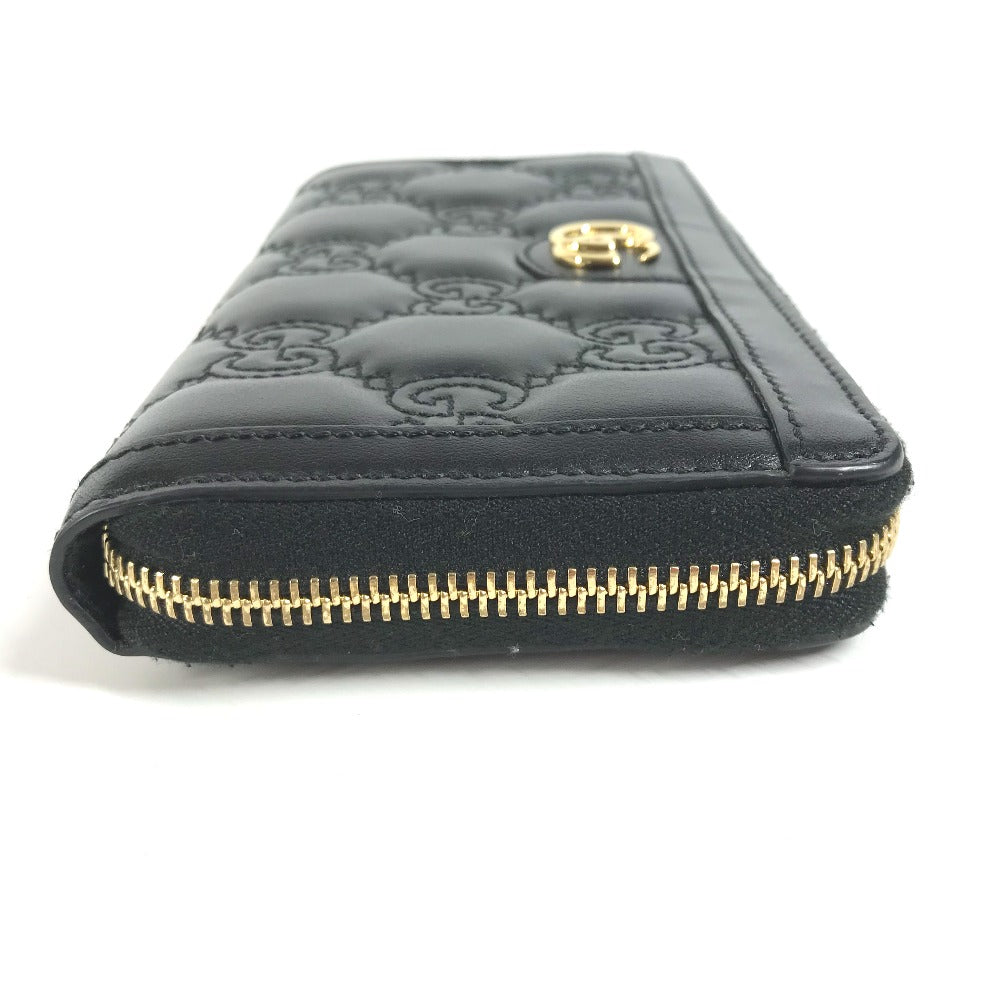 GUCCI Long Wallet Purse 723784 leather black Long wallet GG matelass quilting mens