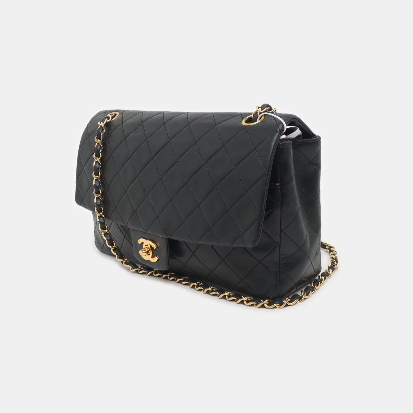 Chanel Classic Flap Large Black Lambskin Leather with 24k Gold Hardware, 1989-1991