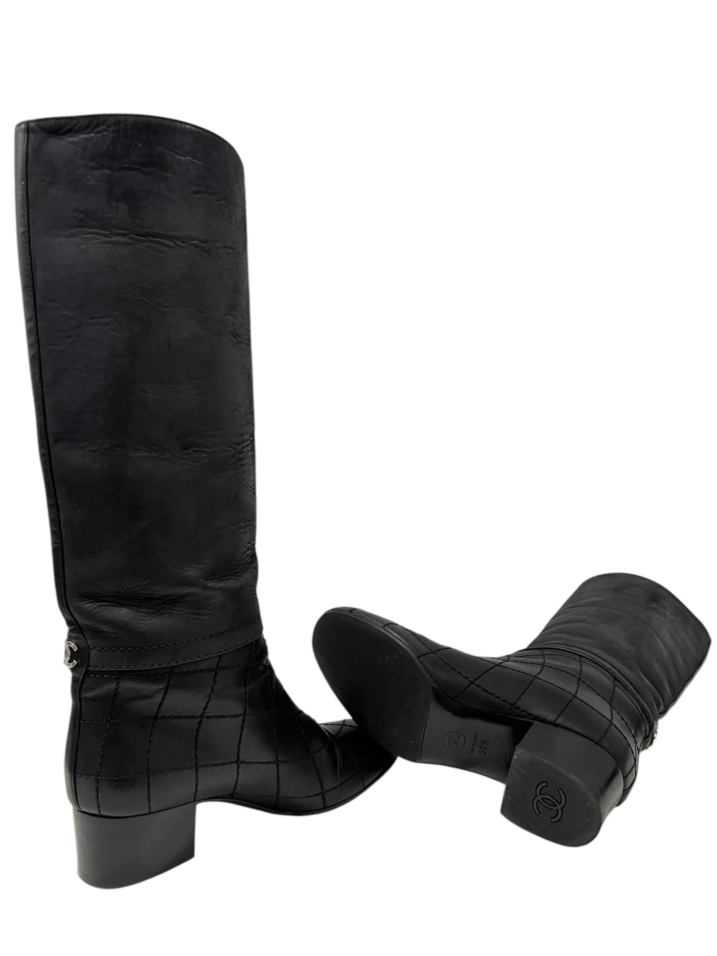 Chanel -Bottes avec surpiqûres T36.5