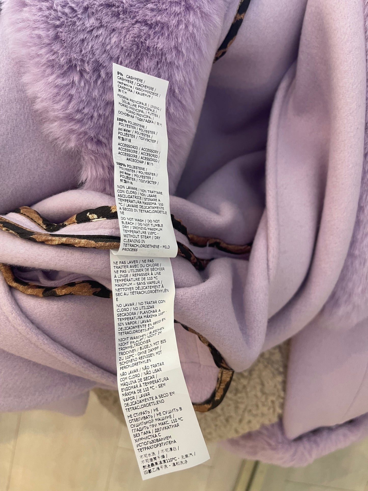 Blumarine Lilac Wool Coat with Detachable Handcuff and Collar Faux Fur Detail IT 42 (UK 10)
