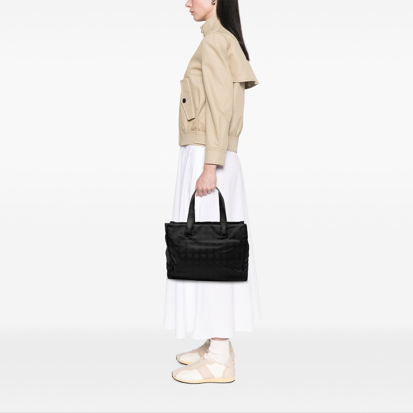 Black Chanel New Travel Line Nylon Tote