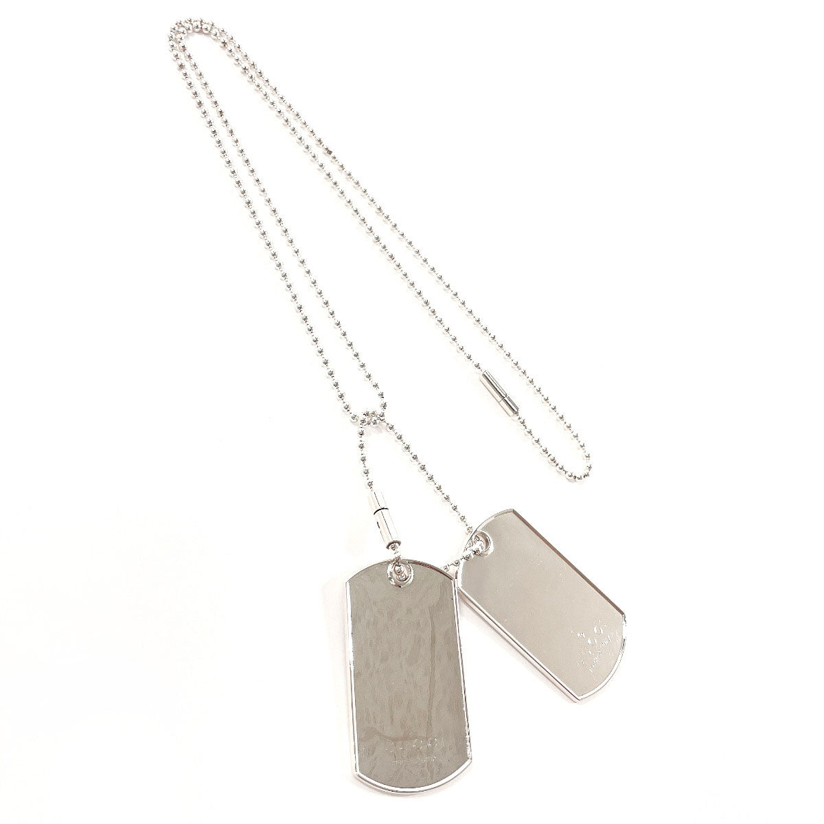 GUCCI Necklace Silver925 Silver Ball chain dog tag double plate unisex