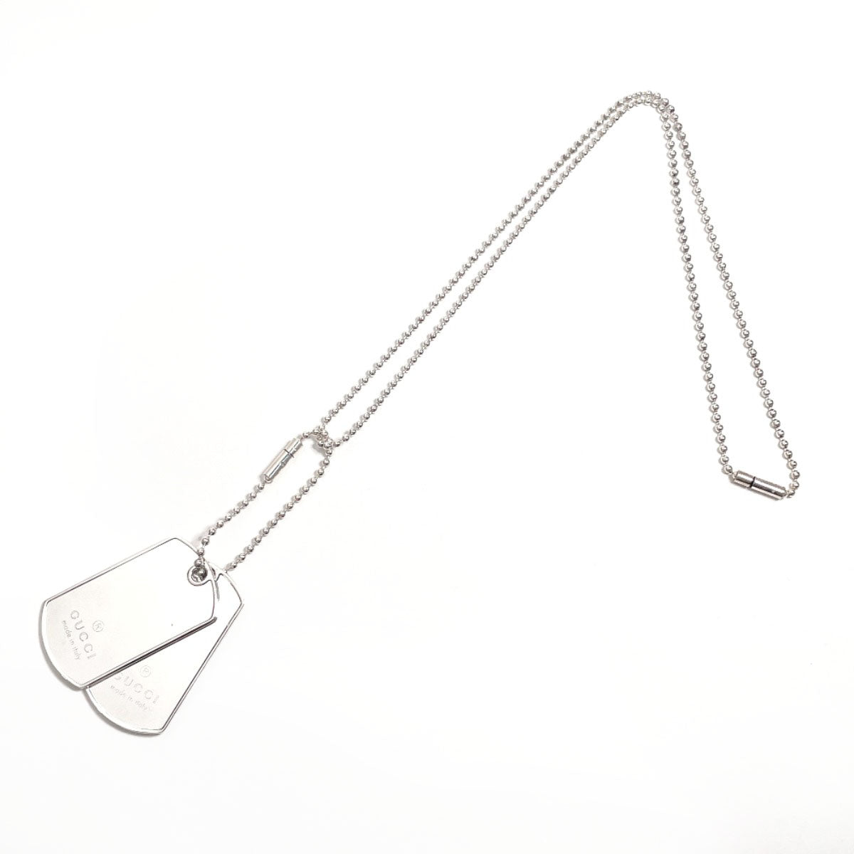 GUCCI Necklace Silver925 Silver Ball chain dog tag double plate unisex