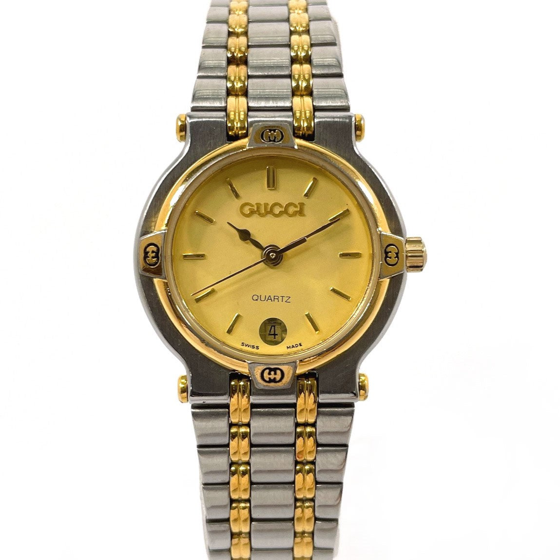 GUCCI Watches Quartz 9000L Stainless Steel , Gold Plated Silver gold dial Women d