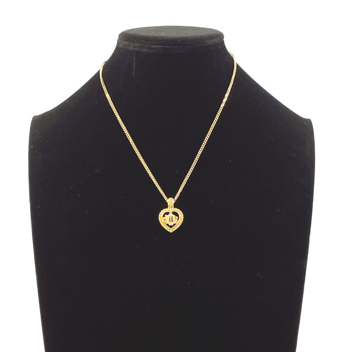 Christian Dior Necklace metal gold Heart logo