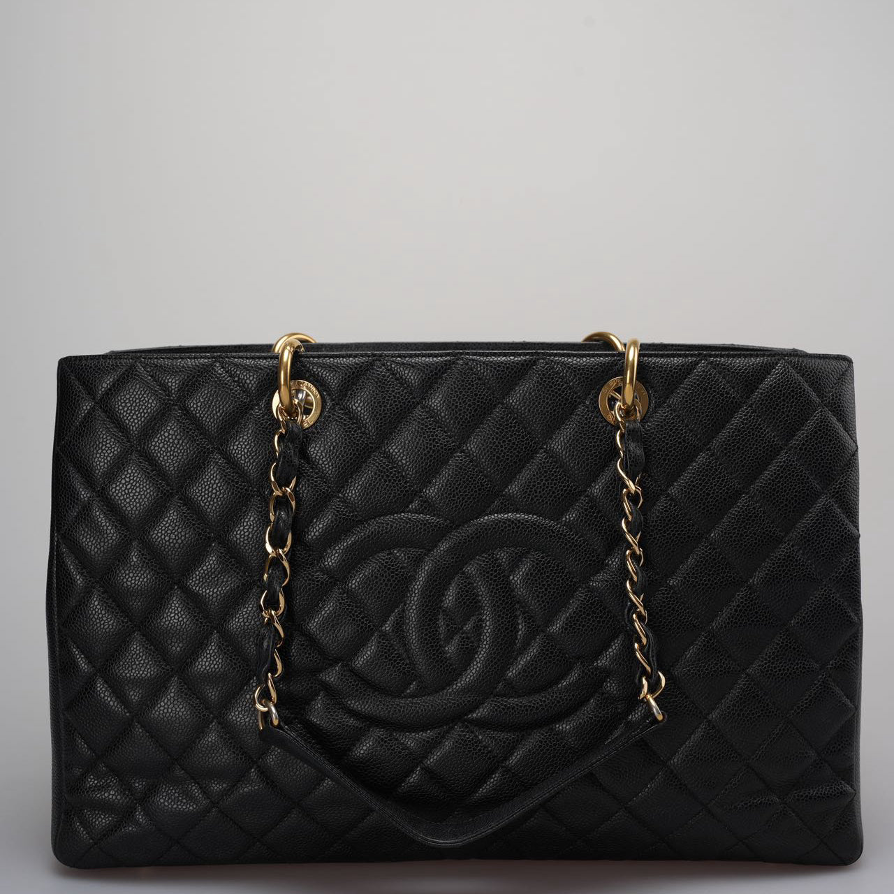 Chanel Large Grand Shopping Tote Black GST Bag in Caviar Leather with Gold Hardware