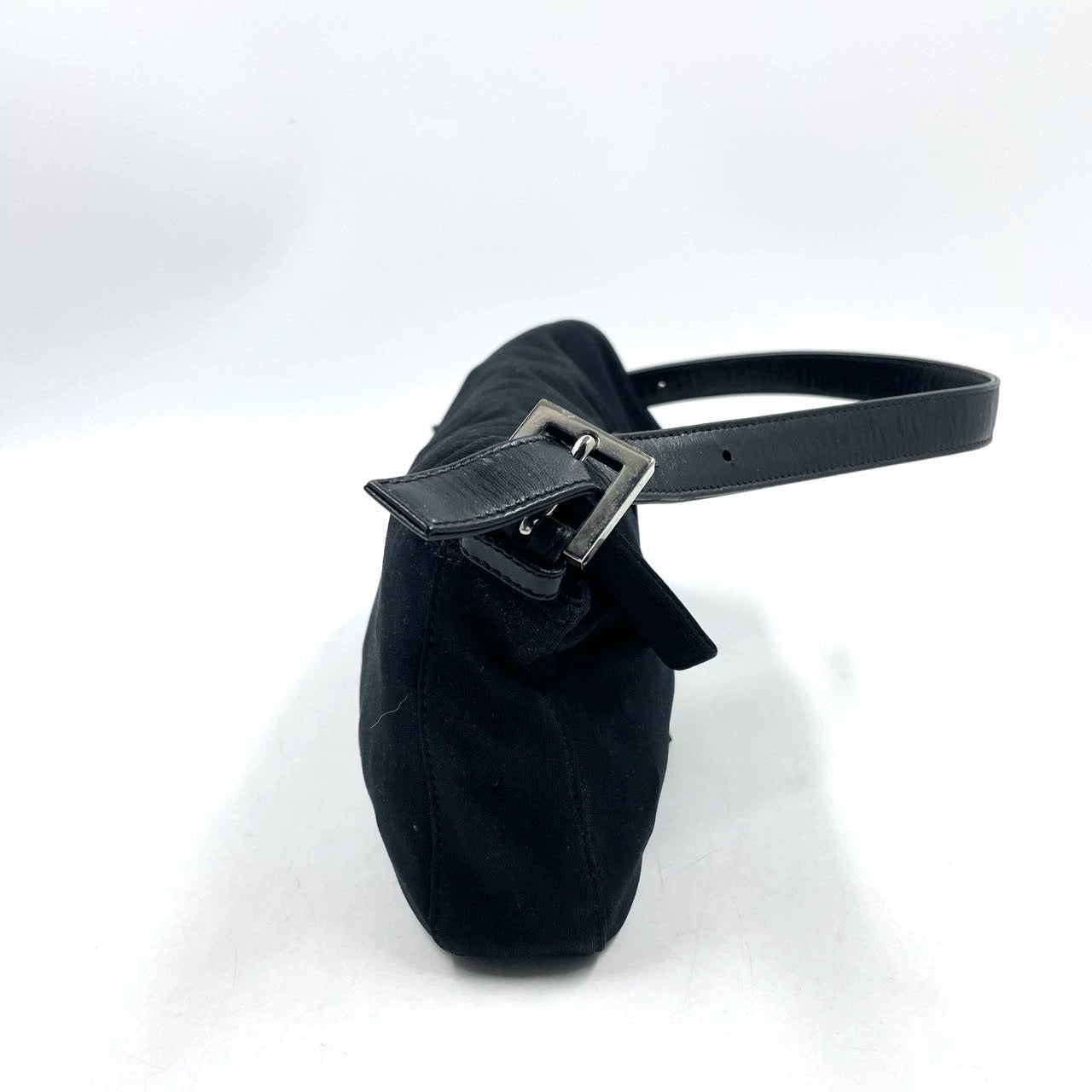 FENDI Baguette Black Cloth Silver Hardware