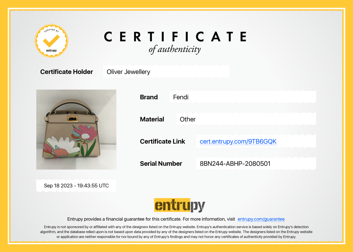 Fendi Neutral Calfskin Leather Floral Inlay Mini Peekaboo Bag