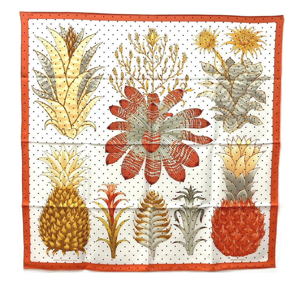 HERMES scarf silk Orange Index Bromeliaceae Bromeliad Catalog scarf Women d