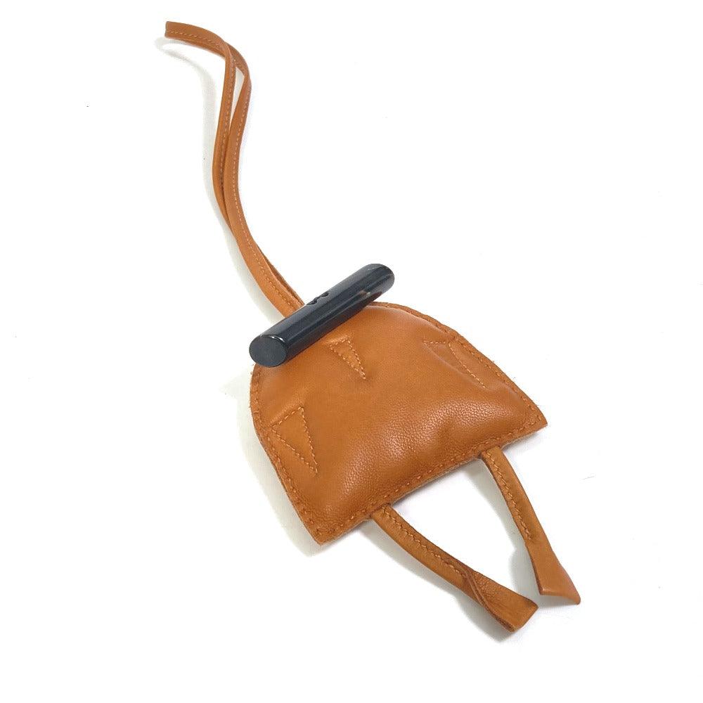 HERMES Bag charm Leather/Buffalo horn Brown key ring petit h petit h owl unisex(Unisex) d