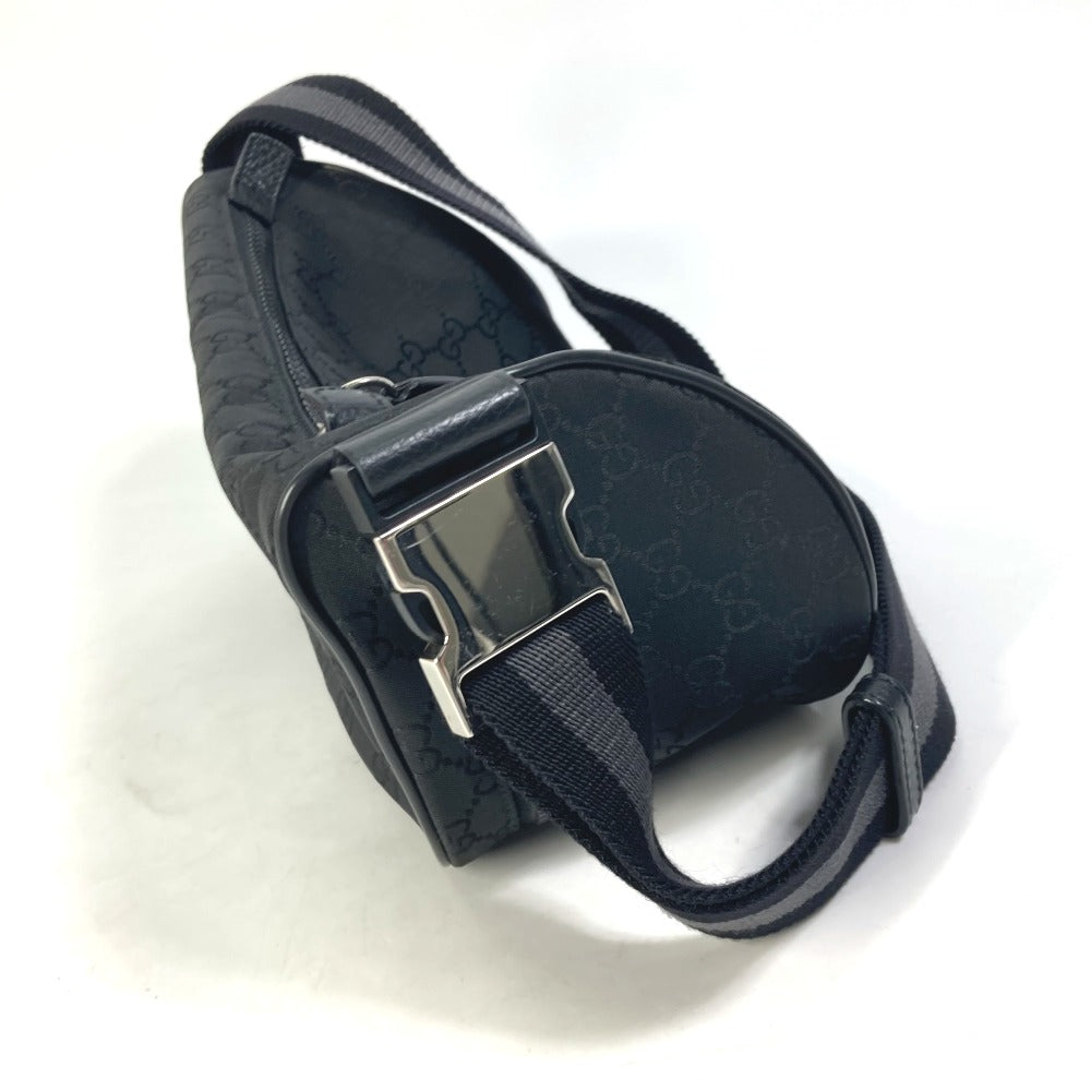 GUCCI Waist bag 449182 Nylon black GG Belt bag Shoulder Bag mens Secondhand