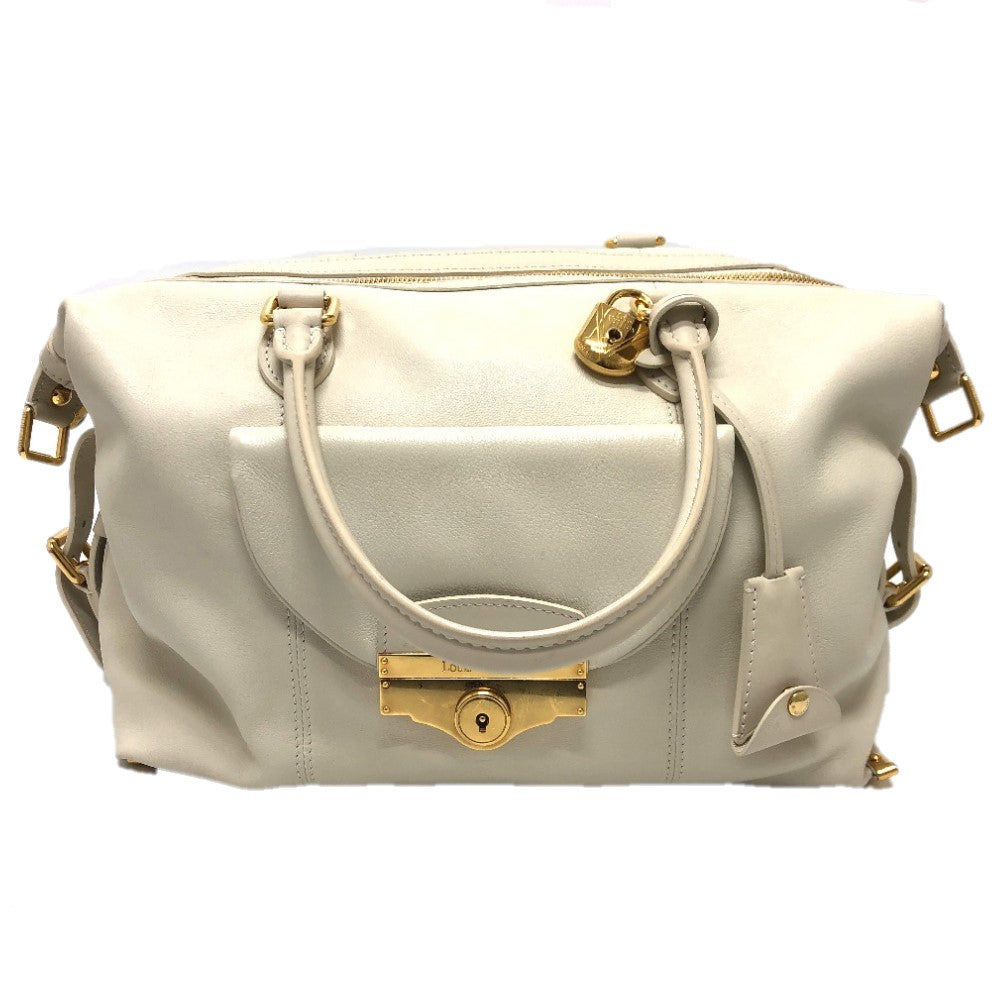 LOUIS VUITTON Boston Duffel bag leather white Sac Louis Women d