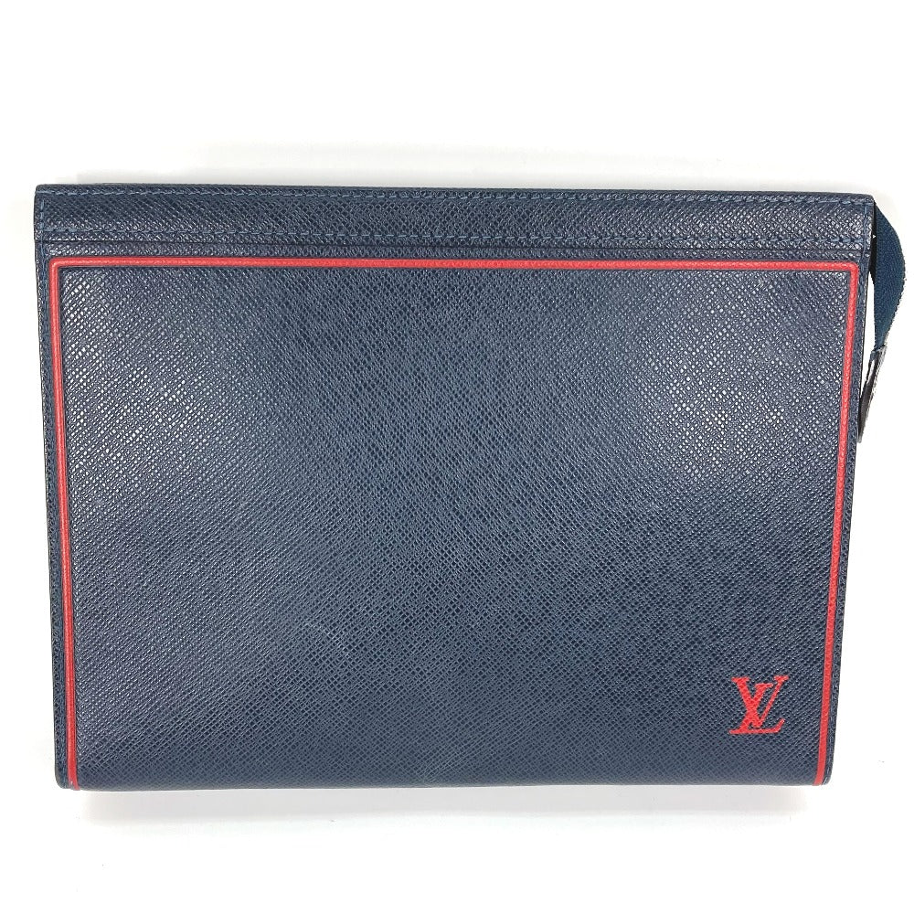 LOUIS VUITTON business bag M63394 Taiga Leather Navy Taiga Pochette Voyage mens d