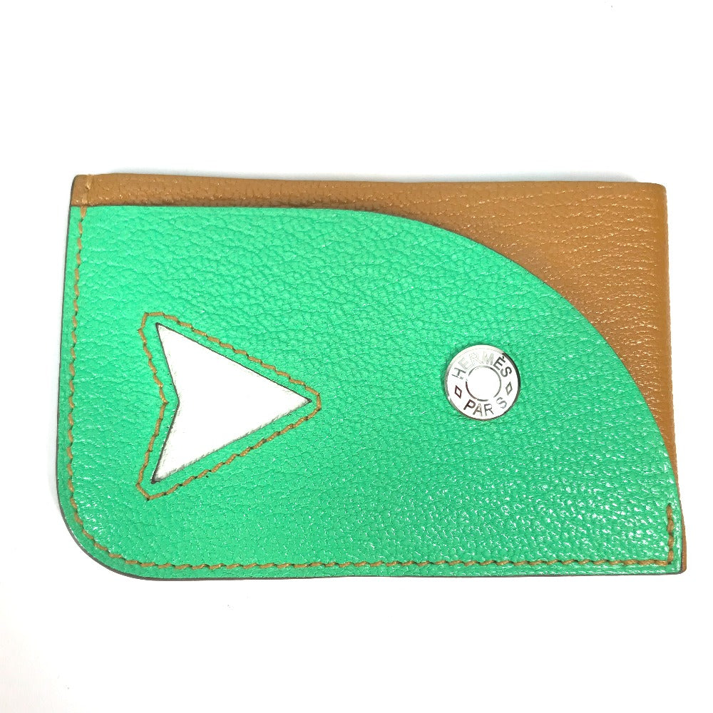 HERMES Card Case Shave green Serie Bicolor Poisson Women d