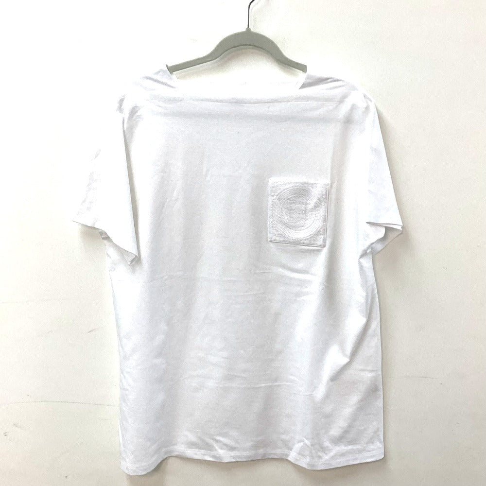 HERMES Short sleeve shirt cotton white H embroidery mosaic Tunic with embroidered pockets Women 40 d