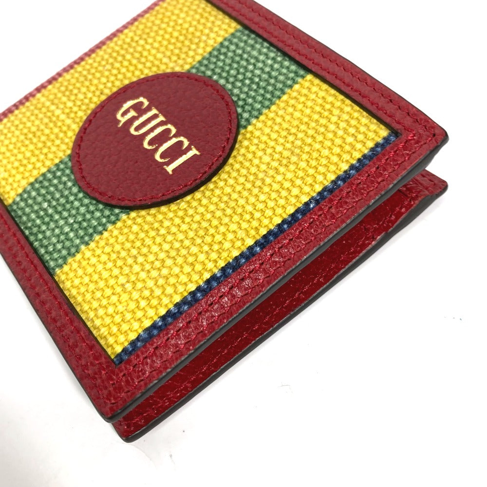 GUCCI Folded wallet 625601 Leather / canvas Red logo stripe mens