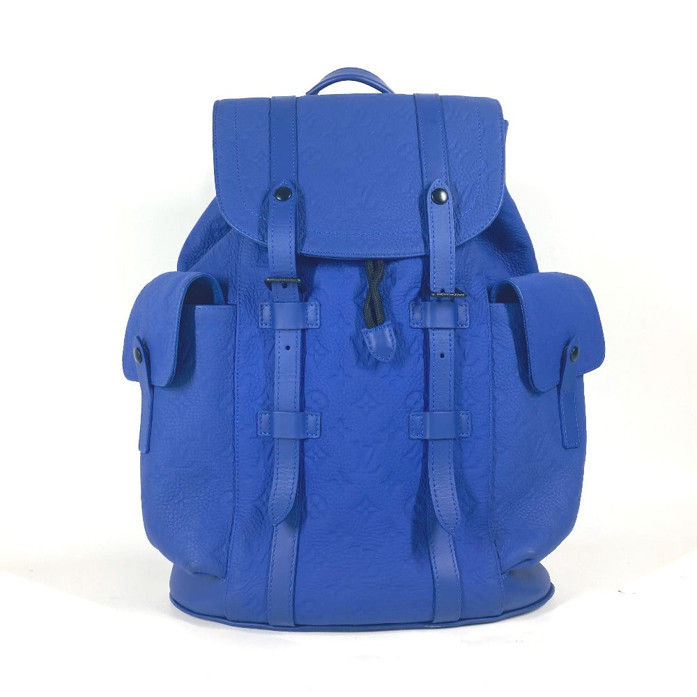 LOUIS VUITTON Backpack M23189 Taurillon Clemence Leather blue Monogram Taurillon Clemence Christopher MM mens d