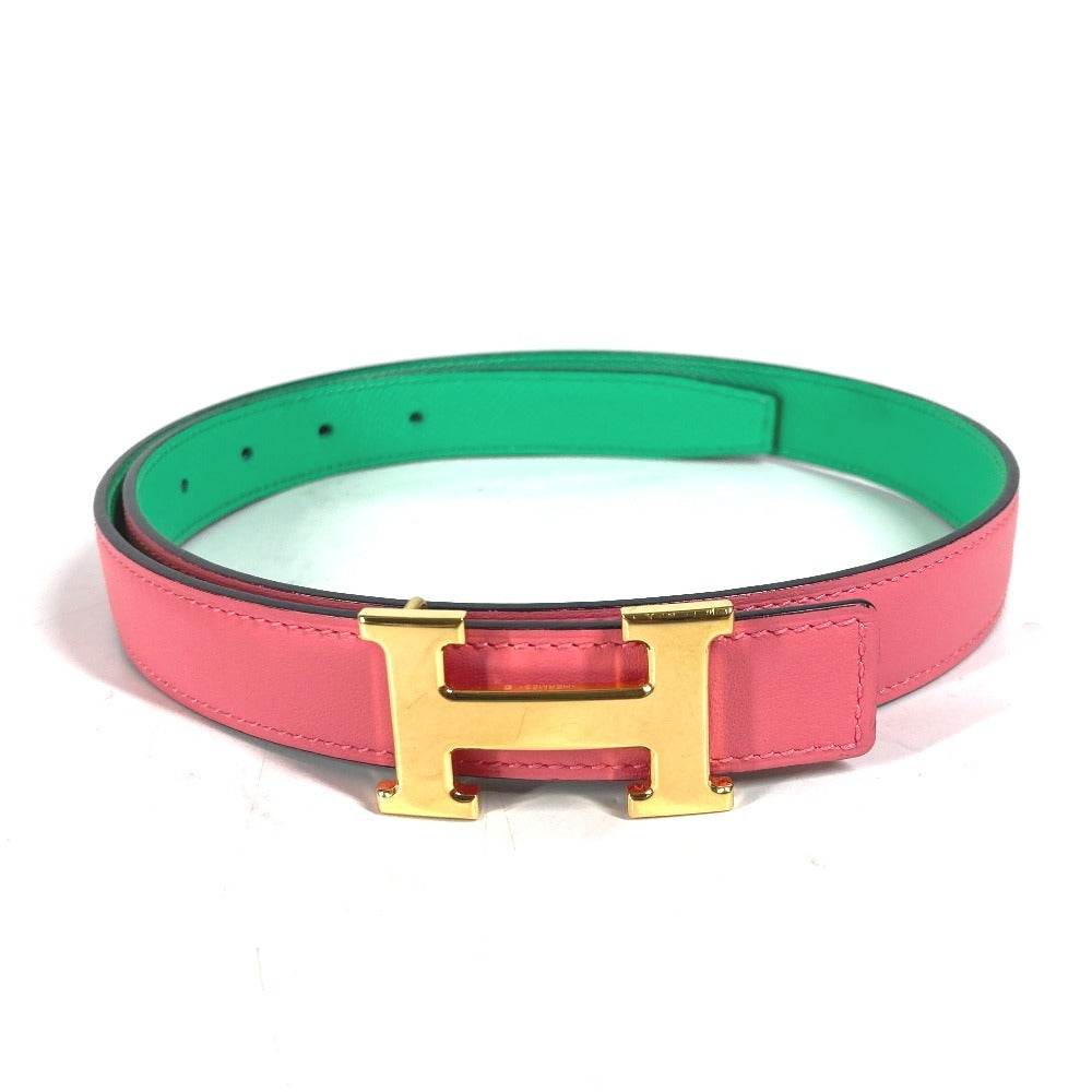 HERMES belt Epsom, Swift Pink x green Constance reversible H belt Women 75 d