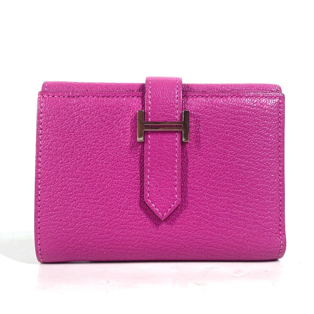 HERMES Trifold wallet Shave Pink type Purple type Bearn Compact Combination Women d