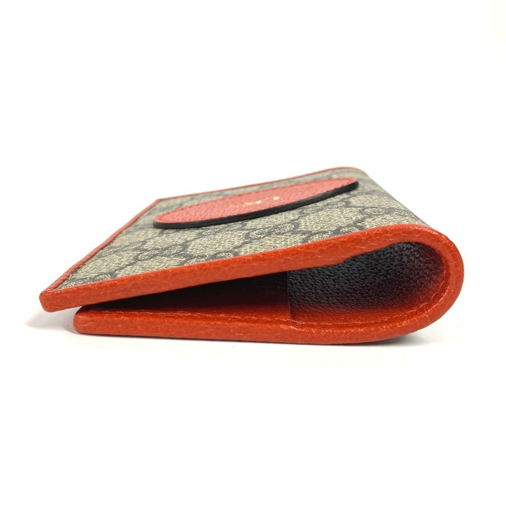 GUCCI passport case 586257 GG Supreme canvas, leather Orange GG Supreme logo unisex(Unisex)