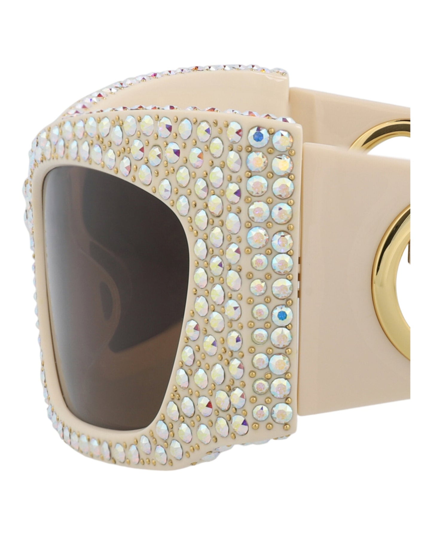 Gucci Womens Shield/Wrap Ivory Ivory Brown Fashion Designer Eyewear
