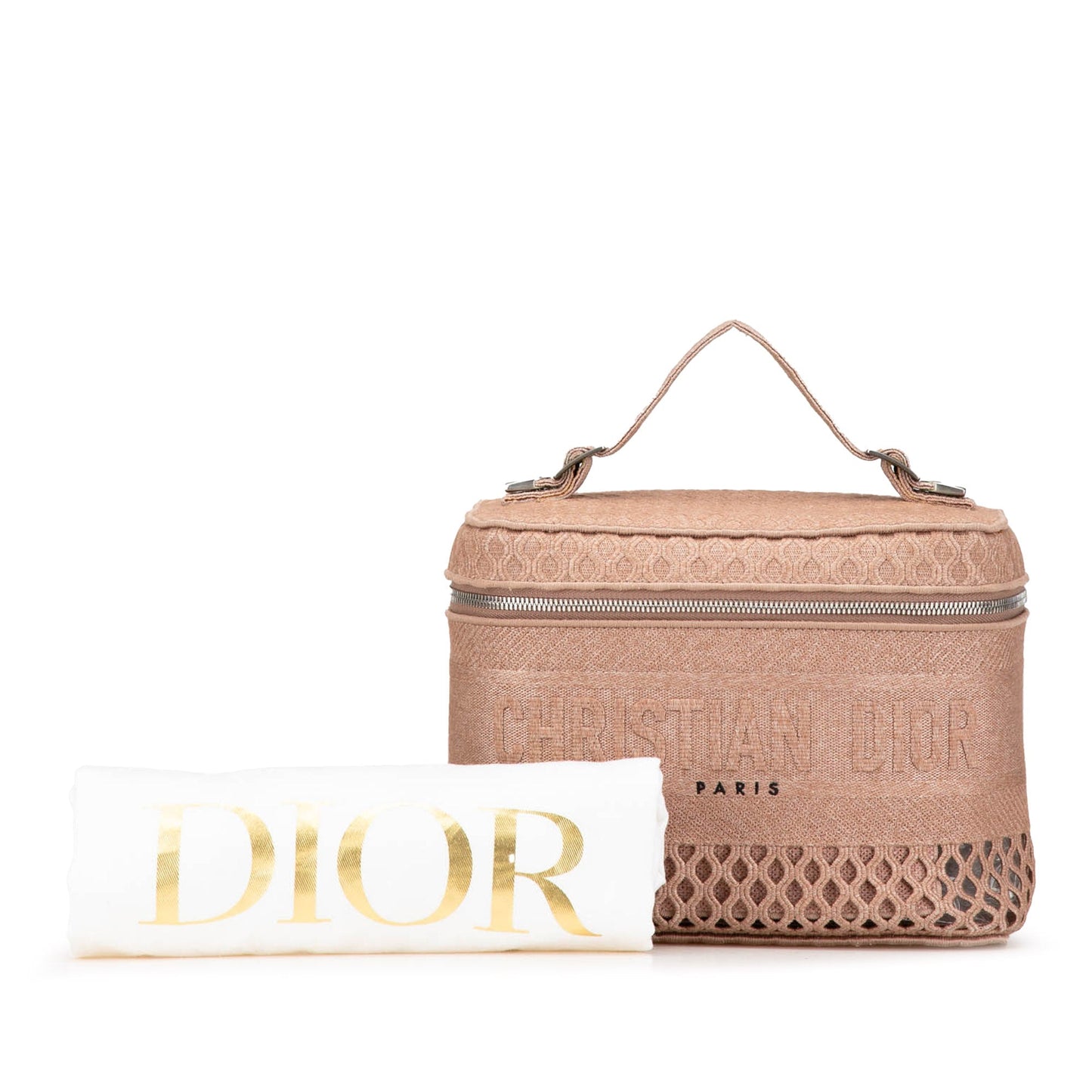 Pink Dior Mesh Embroidered Diortravel Vanity Case