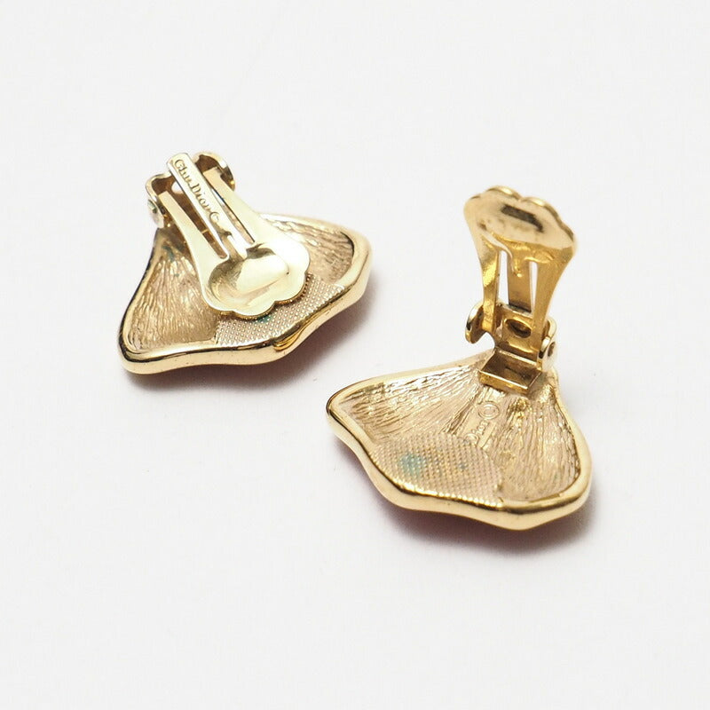 Dior Earring Gold Plated, Resin Orange Seashell motif Shell Women