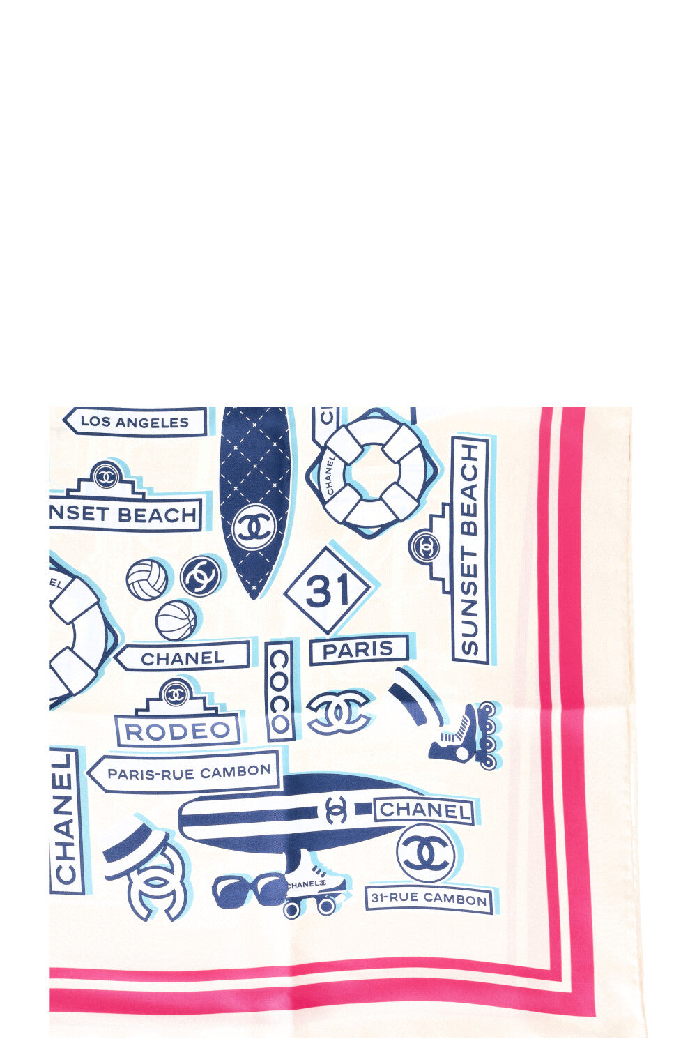 CHANEL Scarf Rollerskates White Blue Pink