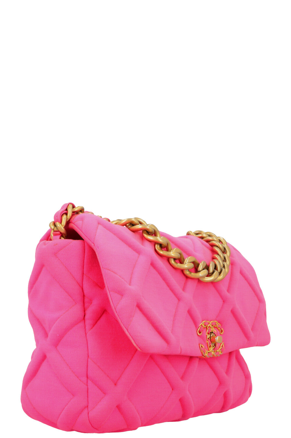 CHANEL 19 Medium Crossbody Bag Neon Pink Canvas