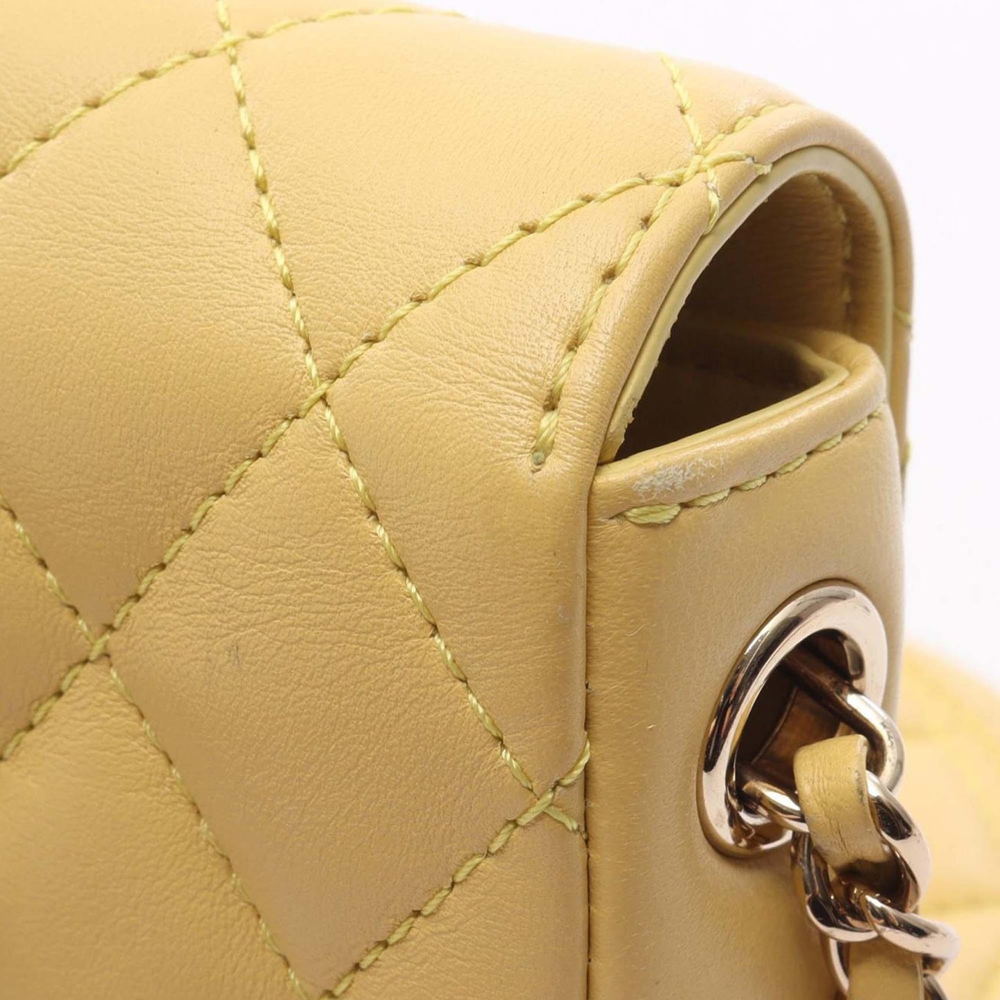 Yellow Chanel Quilted Lambskin Side Packs Flap Crossbody Bag
