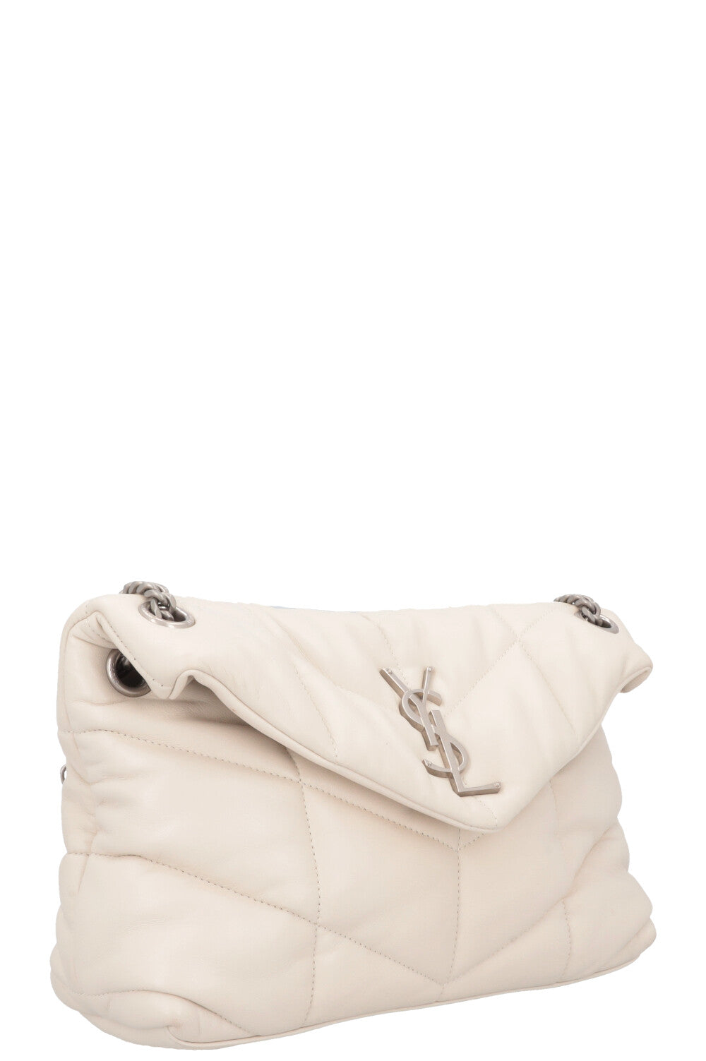 SAINT LAURENT Lou Lou Puffer Crossbody Bag Ivory