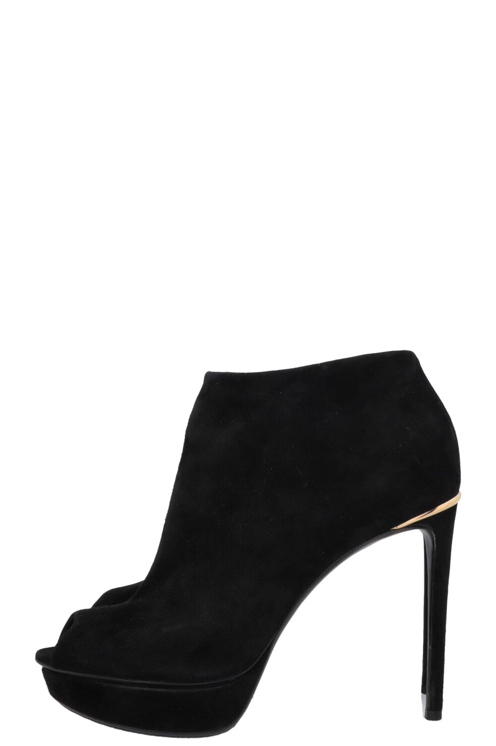 LOUIS VUITTON Open Toe Plateau Heels Suede Black