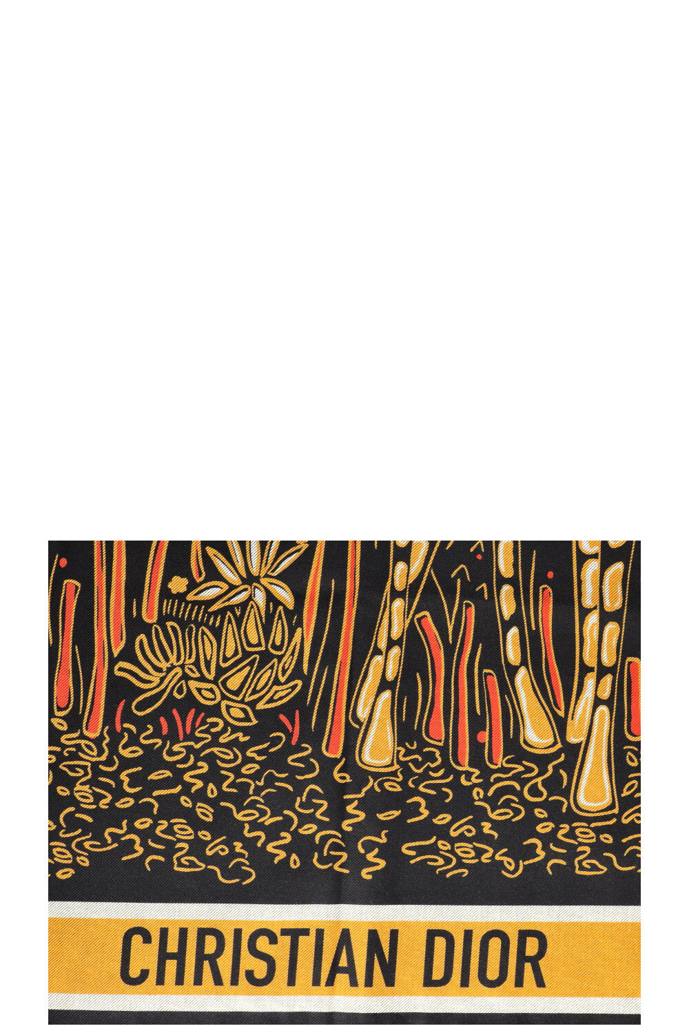 CHRISTIAN DIOR Fringed Giraffe Towl Cotton Black Yellow