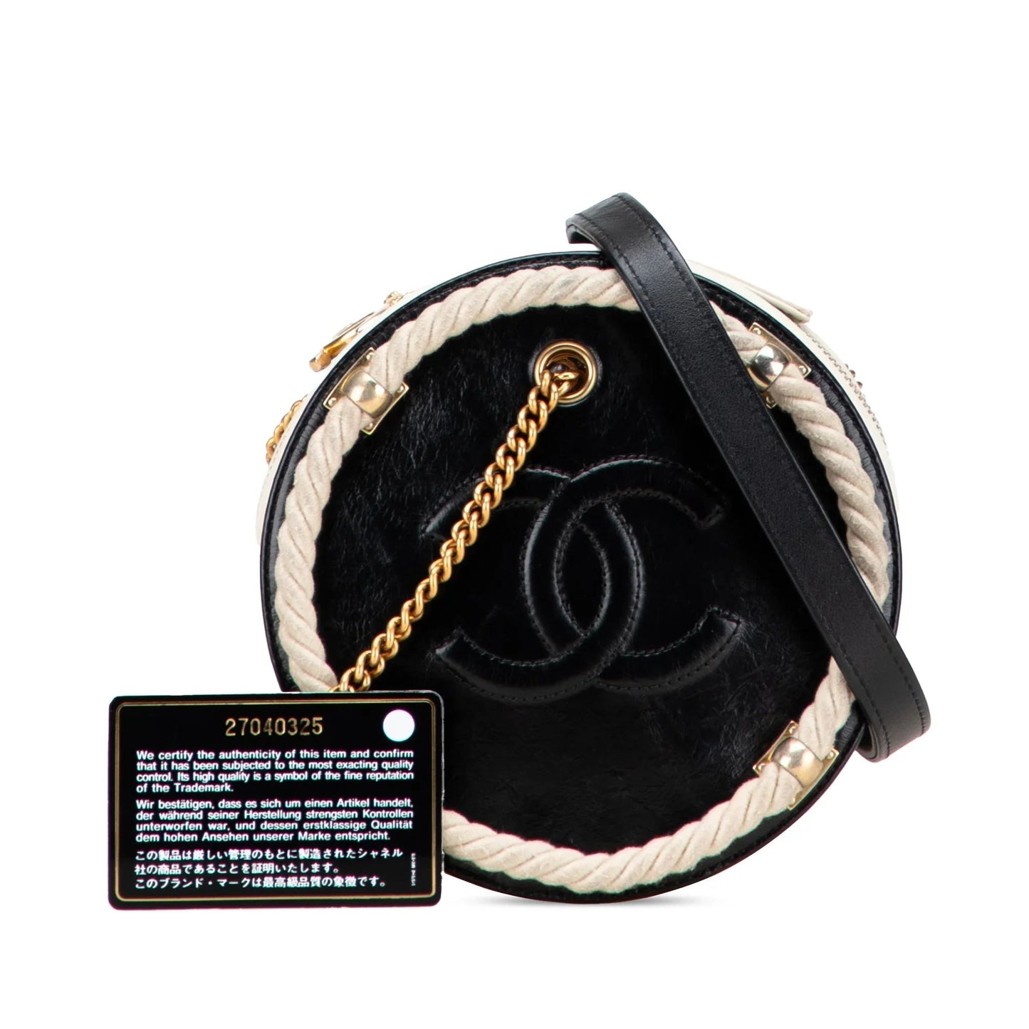 Black Chanel Crumpled Calfskin En Vogue Round Bag Satchel