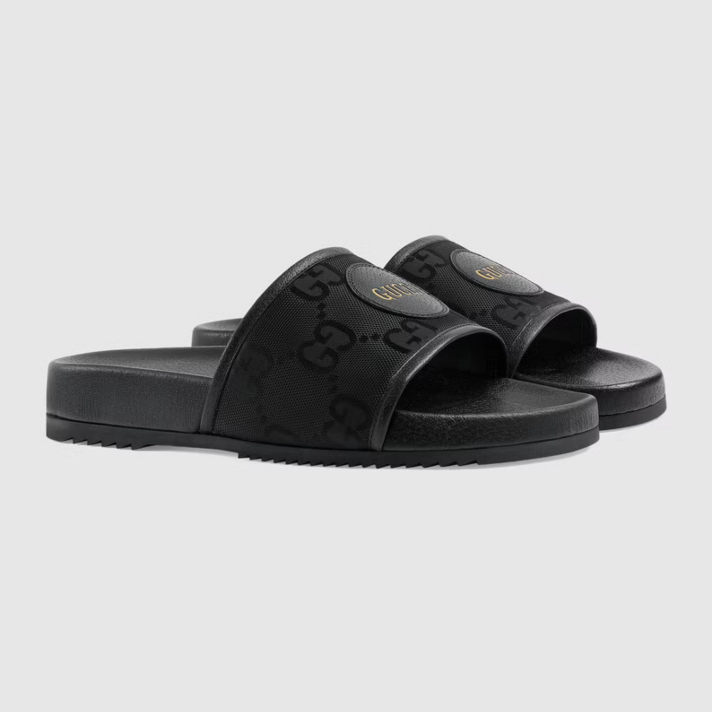 Gucci 644754 H9H90 1000 Men's Shoes Black GG Econyl Fabric "Off The Grid " Slide Sandals (GGM1740)
