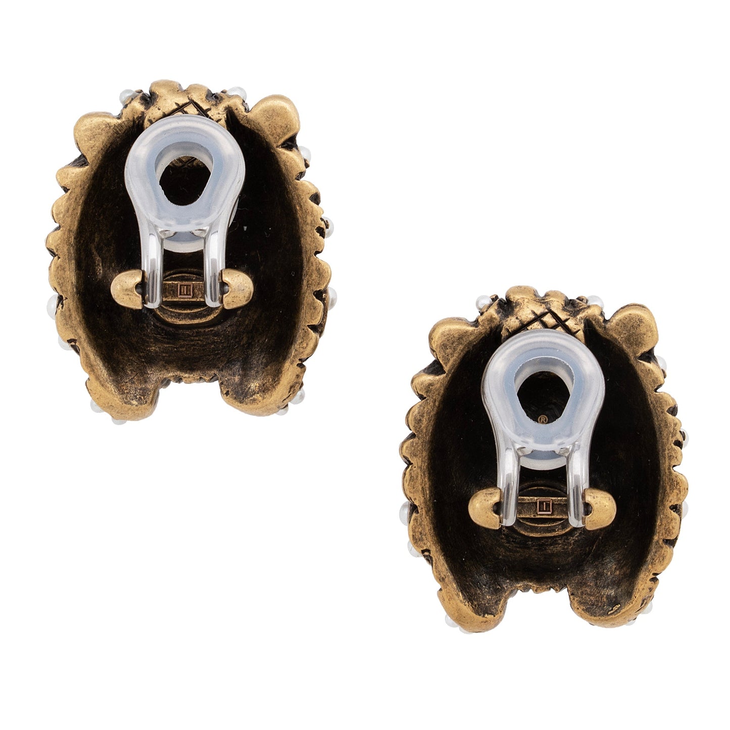Gucci Faux Pearl Crystal Lion Head Clip On Earrings (SHF-22367)