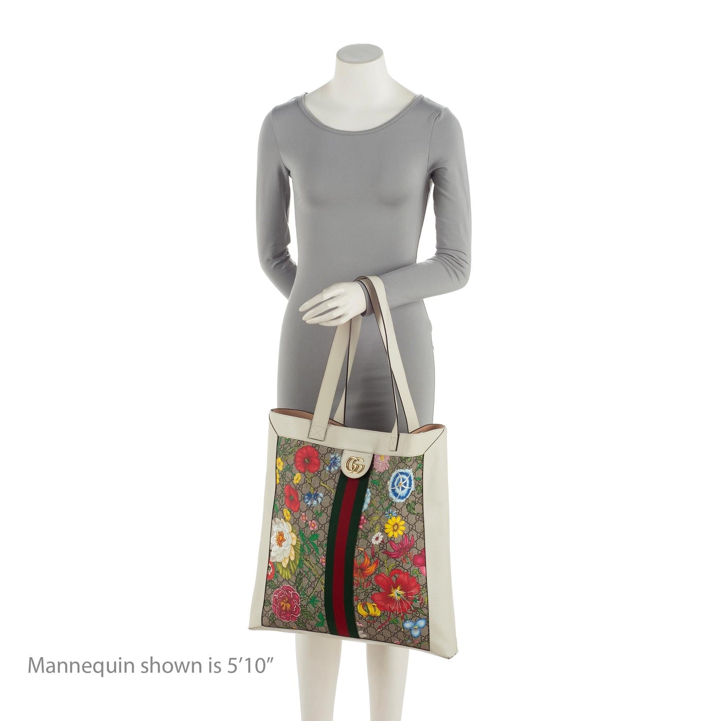 Gucci GG Supreme Flora Ophidia Vertical Shopping Tote (SHF-0C0Gj1)