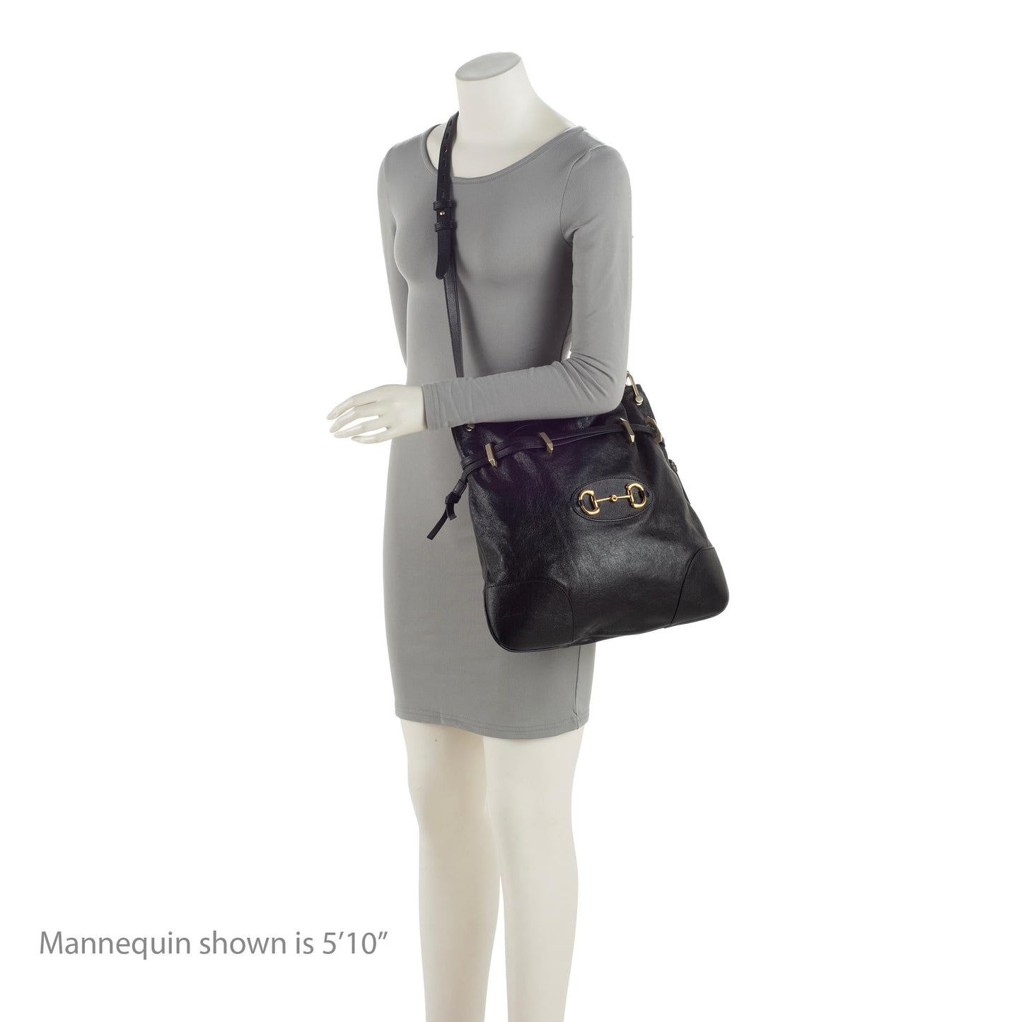 Gucci Glazed Calfskin Horsebit 1955 Morsetto Drawstring Shoulder Bag (SHF-4zXuXi)