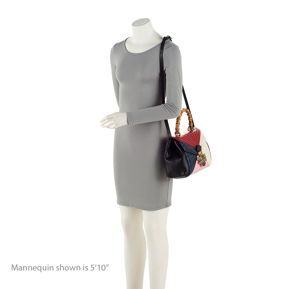 Gucci Leather Queen Margaret Bamboo Top Handle Satchel (SHF-20613)