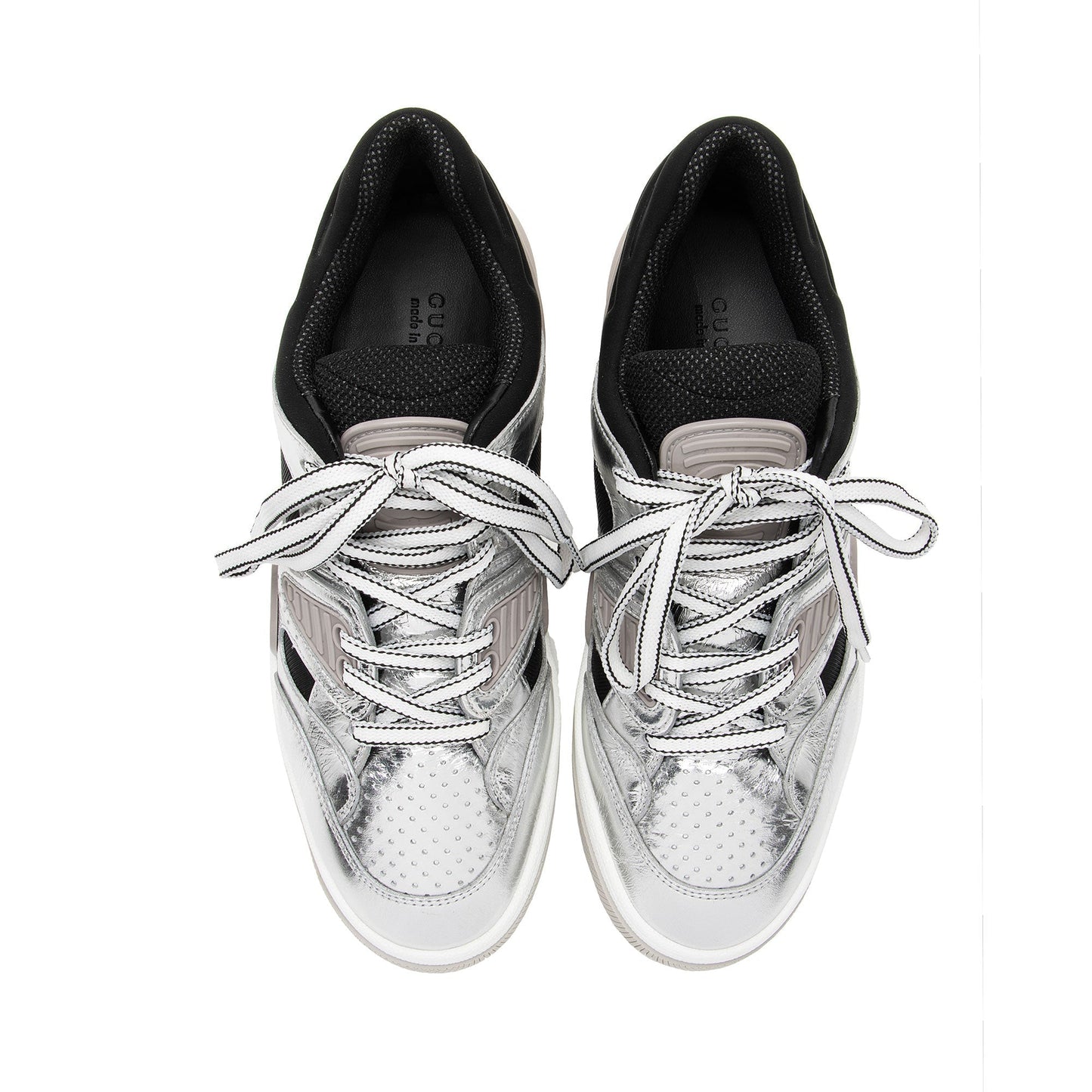 Gucci Metallic Leather Basket Sneakers - Size 9 / 39 (SHF-I0e3sE)