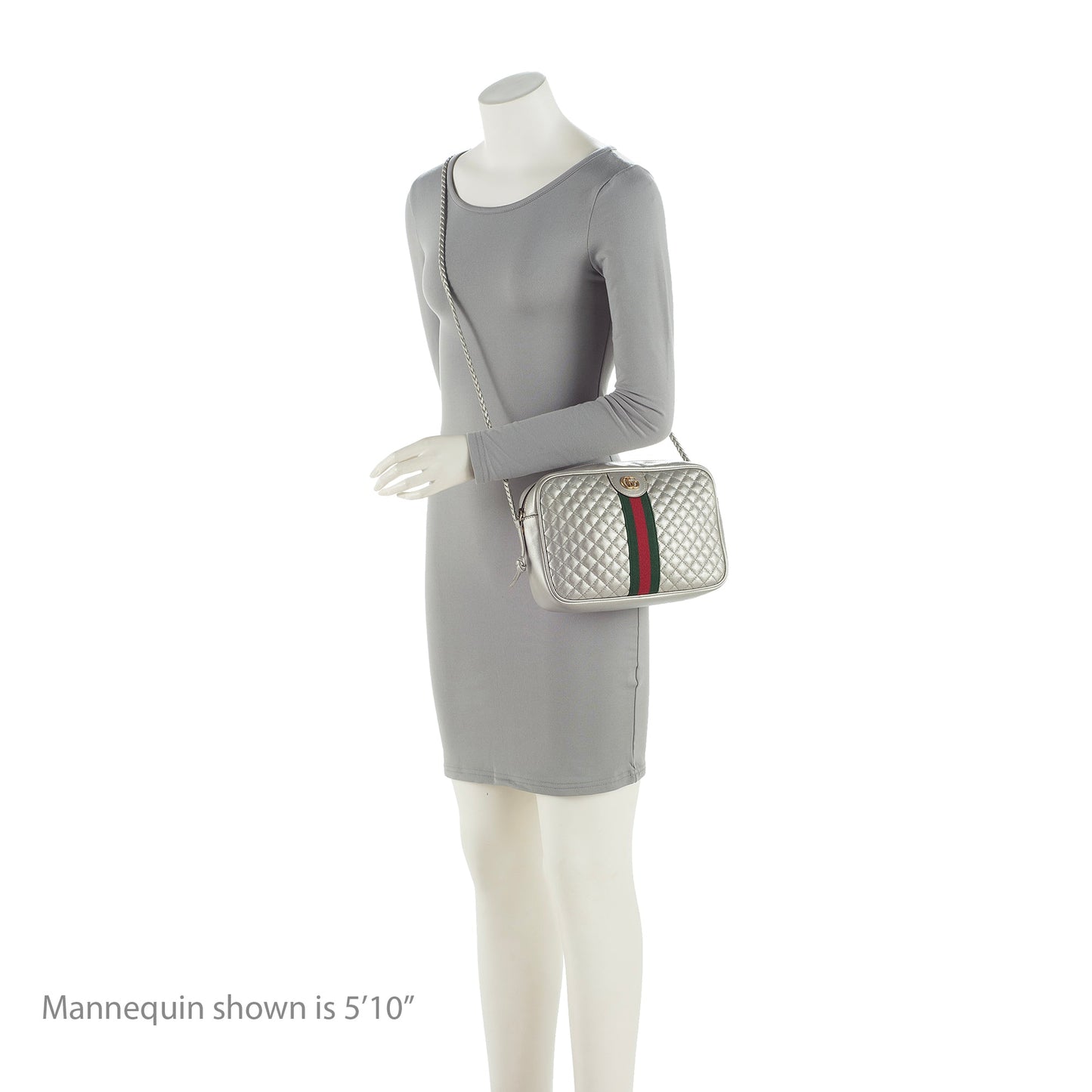 Gucci Metallic Quilted Leather Web Trapuntata Small Shoulder Bag (SHF-22451)
