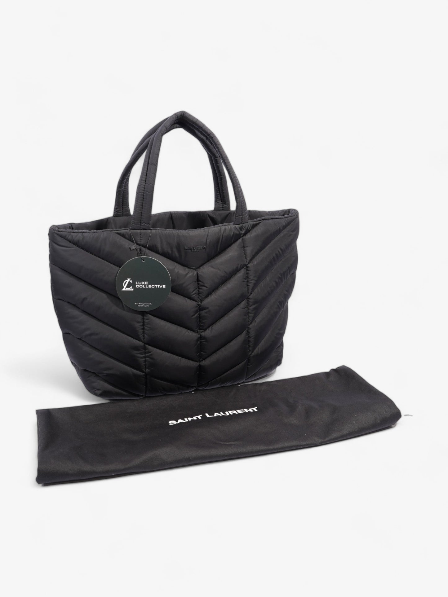 Saint Laurent Logo Detailed Puffer Tote Bag Black Polyamide
