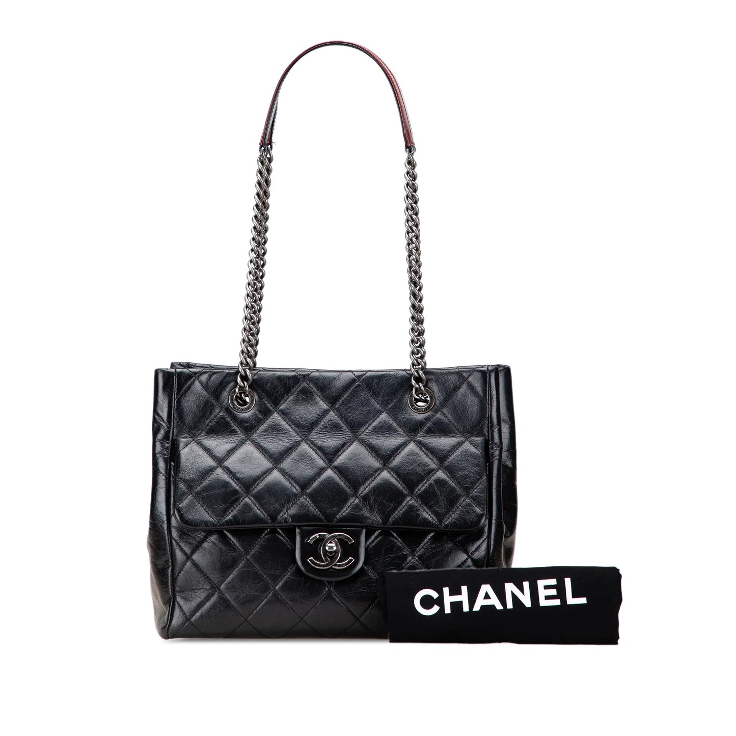 Black Chanel Small Quilted Glazed Calfskin Duo Color Tote