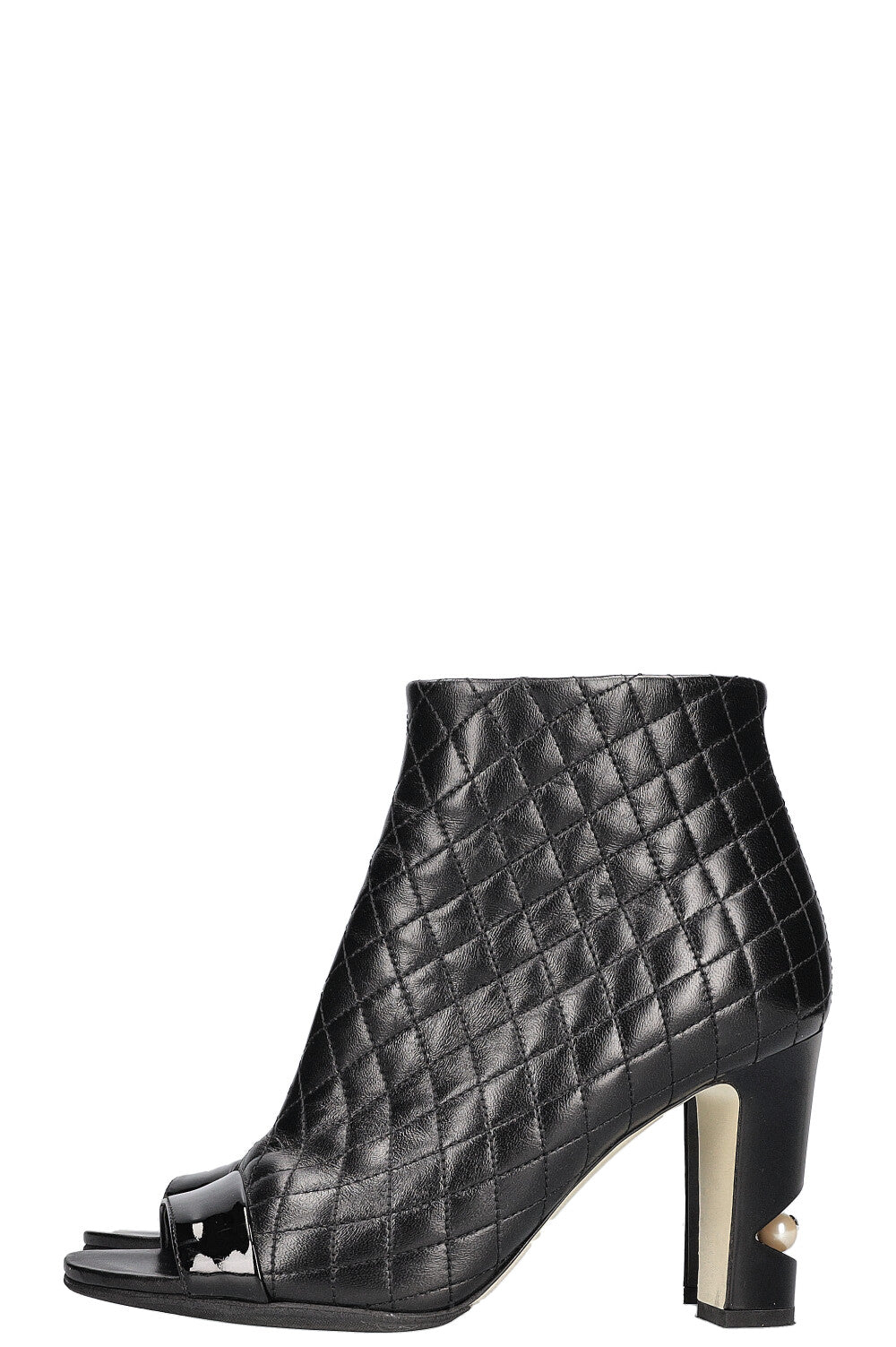CHANEL Quilted Pearl Boots Black