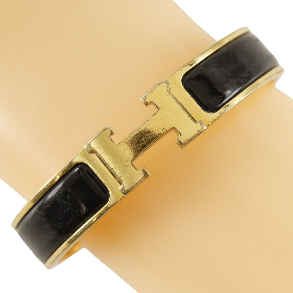 HERMES Bangle Plated Gold black Click H Women d