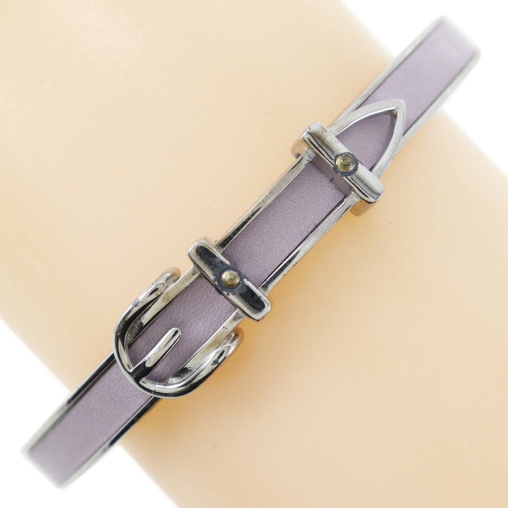 HERMES Bangle metallic Silver Belt motif Women d