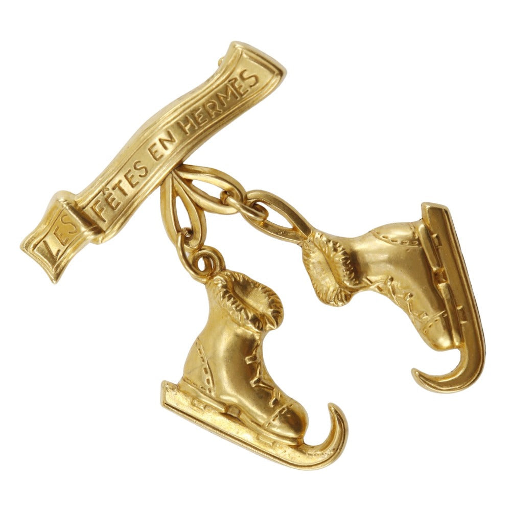 HERMES Brooch Plated Gold gold Women d