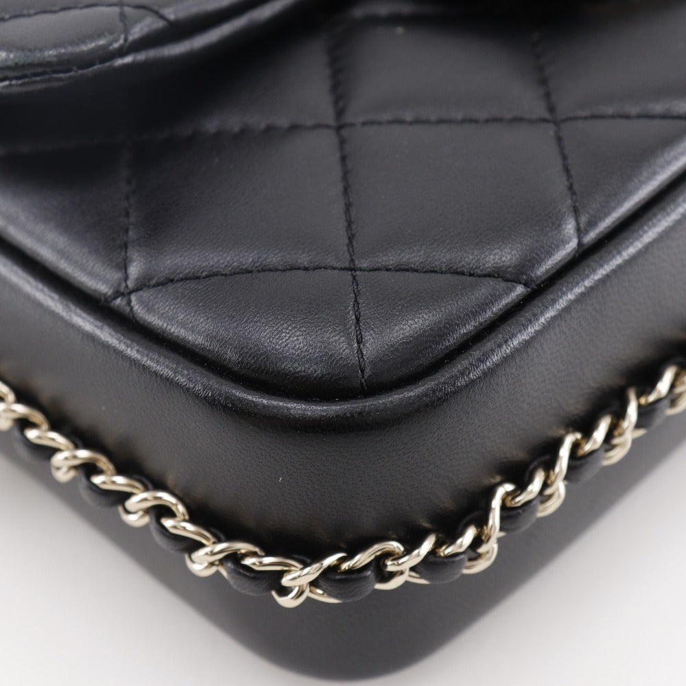 Chanel Pearl Chain Shoulder Bag Lambskin Shoulder Bag